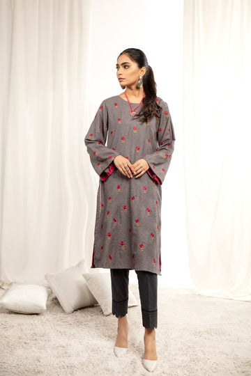 KARANDI EMBORIED SHIRT - Light Grey (ZA-WSC-15)