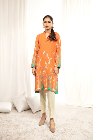 KARANDI EMBORIED SHIRT - Orange (ZA-WSC-17)
