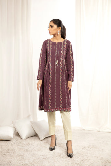 KARANDI EMBORIED SHIRT - Dark Purple (ZA-WSC-16)