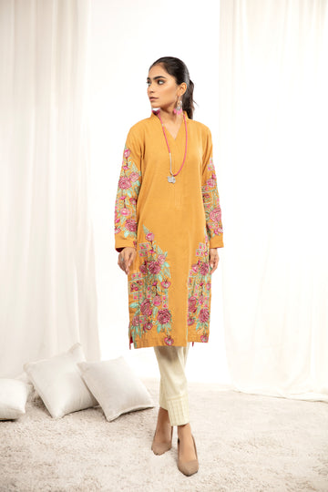 KARANDI EMBORIED SHIRT - Yellow (ZA-WSC-03)